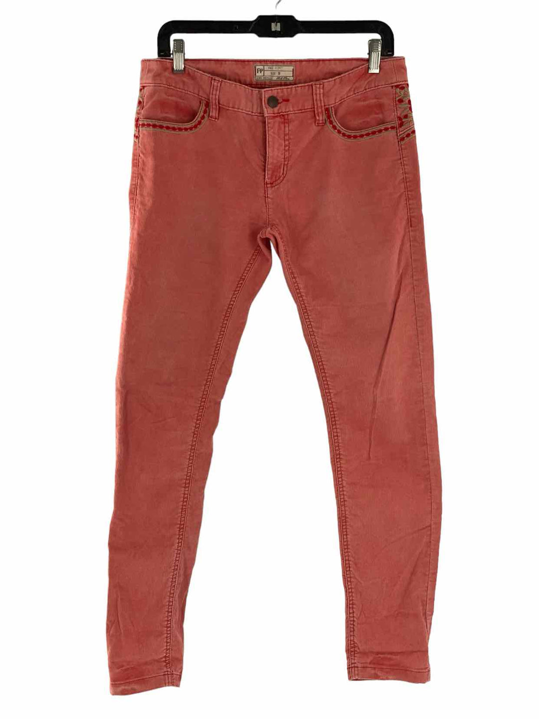 Free People Size 28 Coral Floral Corduroy Pants