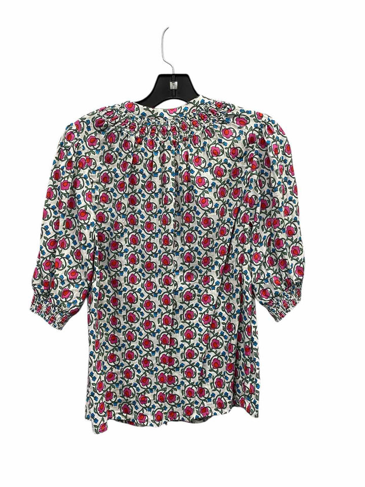 boden Size 4 White & Pink Orange Long Sleeve Shirts