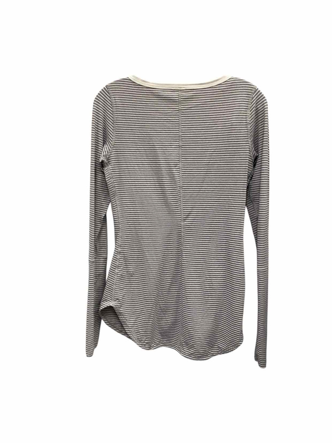 Lululemon Size M/L Grey White Striped Athletic Long Sleeve