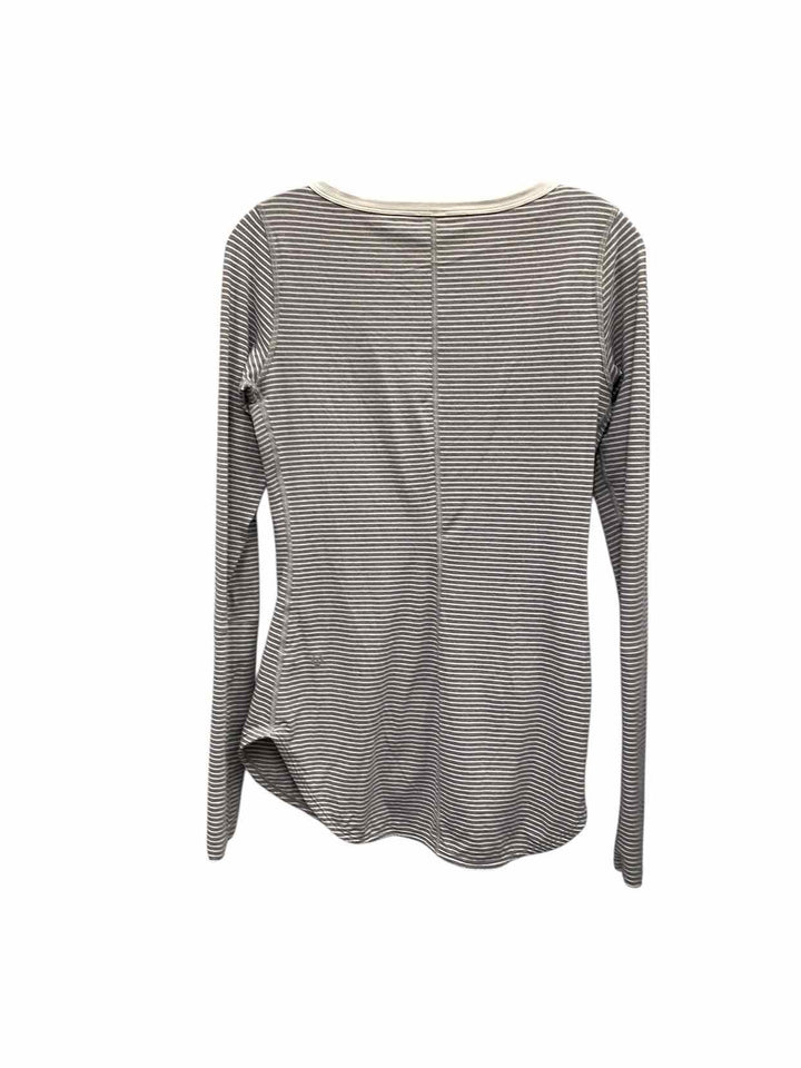 Lululemon Size M/L Grey White Striped Athletic Long Sleeve