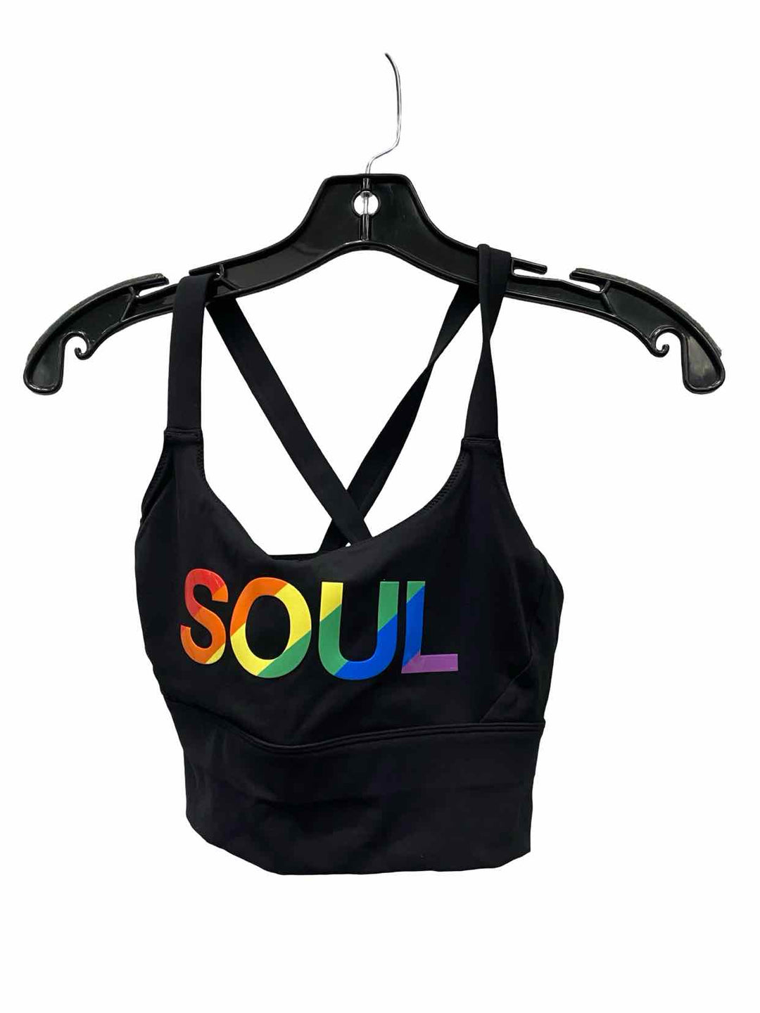 Soul Cycle Size S Black Print Athletic Bra