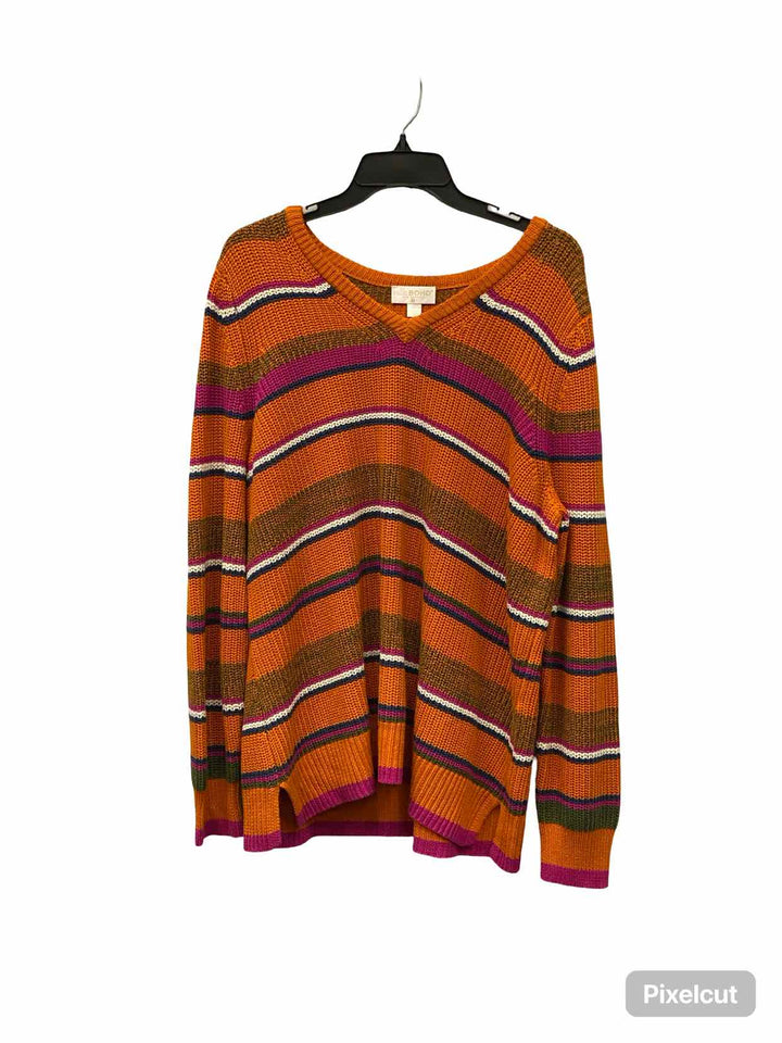 Belle Size XL Orange Striped Sweater