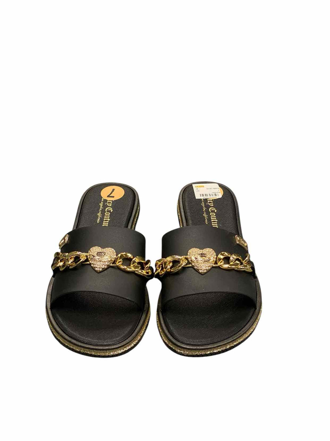 Juicy Couture Shoe Size 7 Black Gold Manmade NWOT Sandals