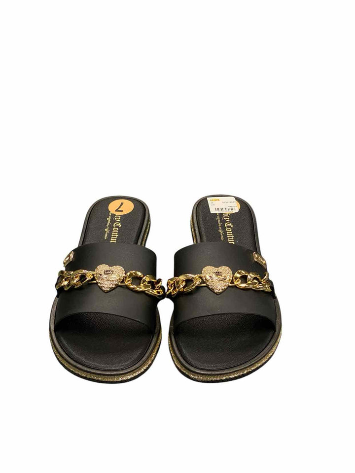 Juicy Couture Shoe Size 7 Black Gold Manmade NWOT Sandals