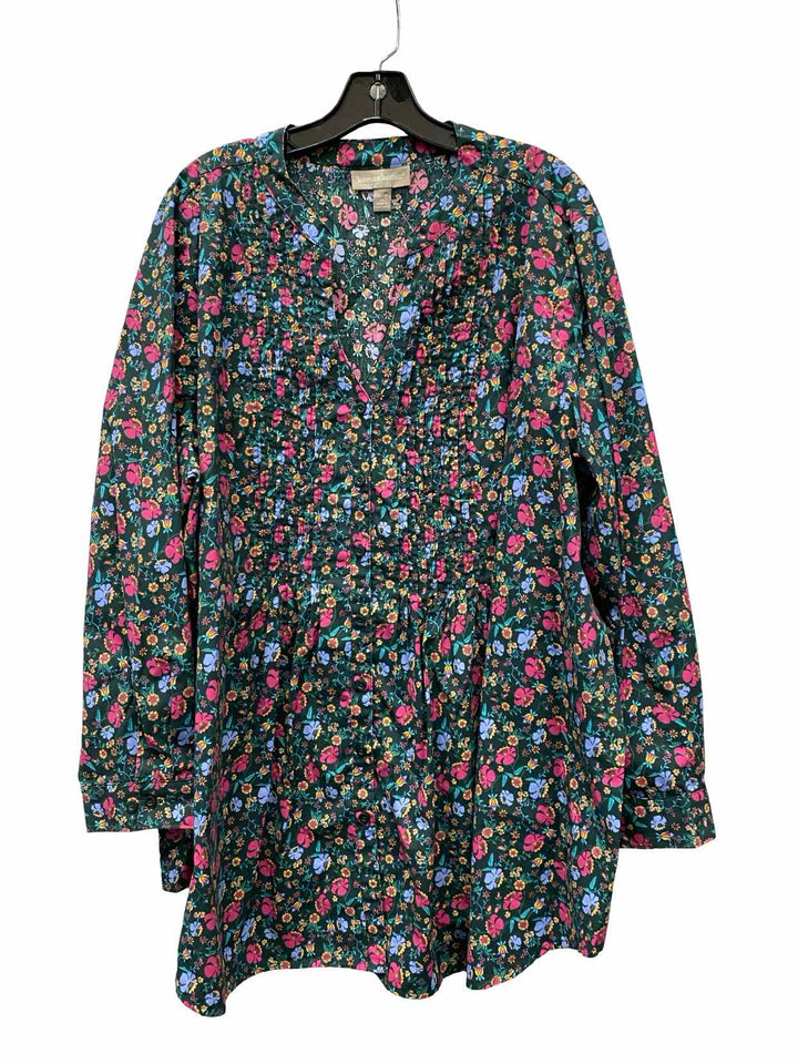 Woman Within Size 2X Green Floral Dress
