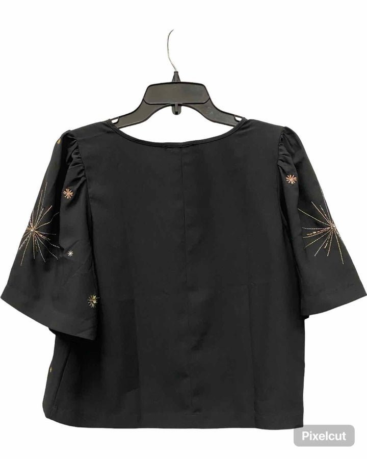 Loft Size XS Black Jeweled Short Sleeve Shirts