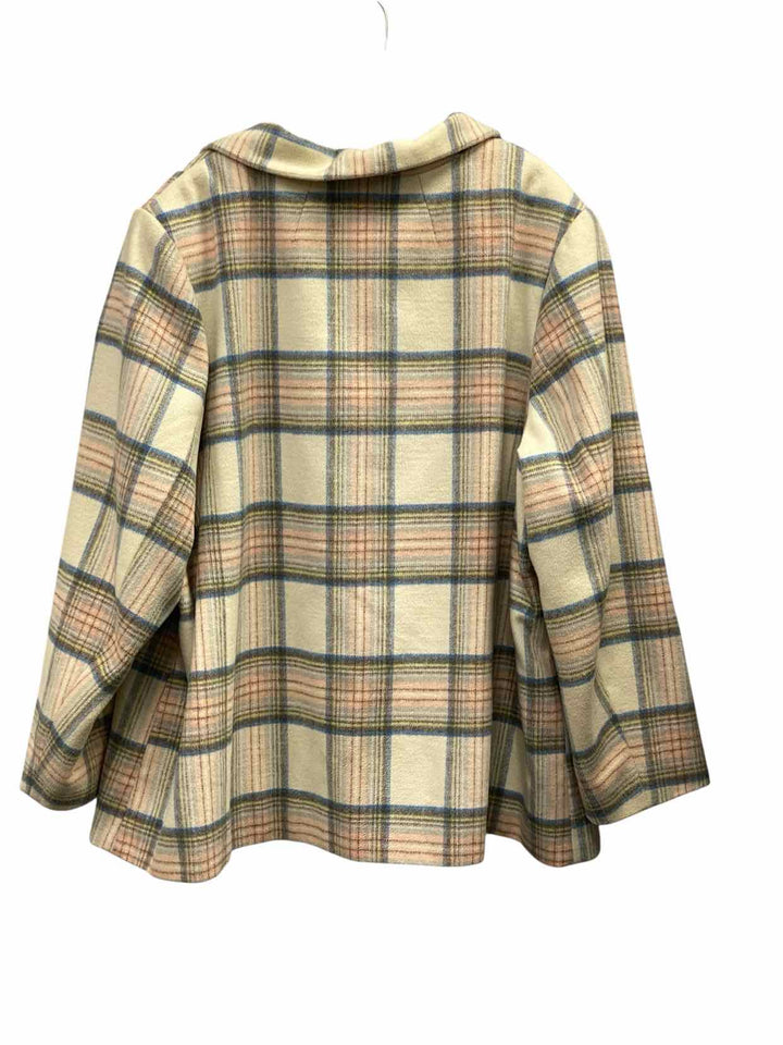 Lands End Size 22 White pink & blue Plaid Coat(short)