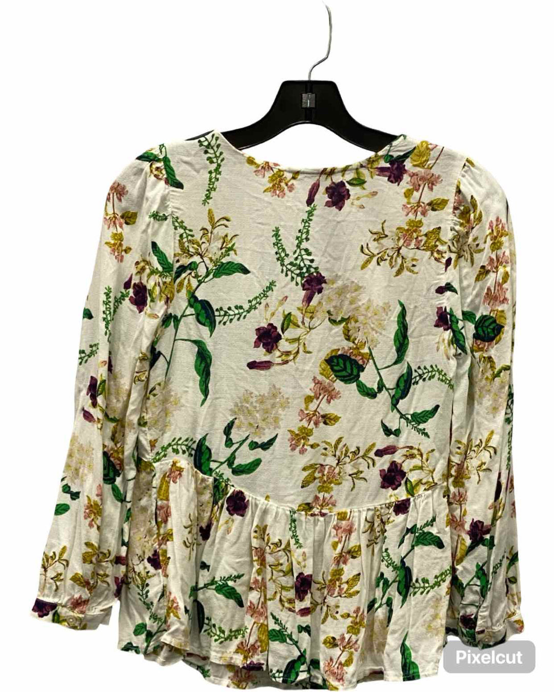 Lucky Size XS White Yellow/Green Floral Long Sleeve Shirts