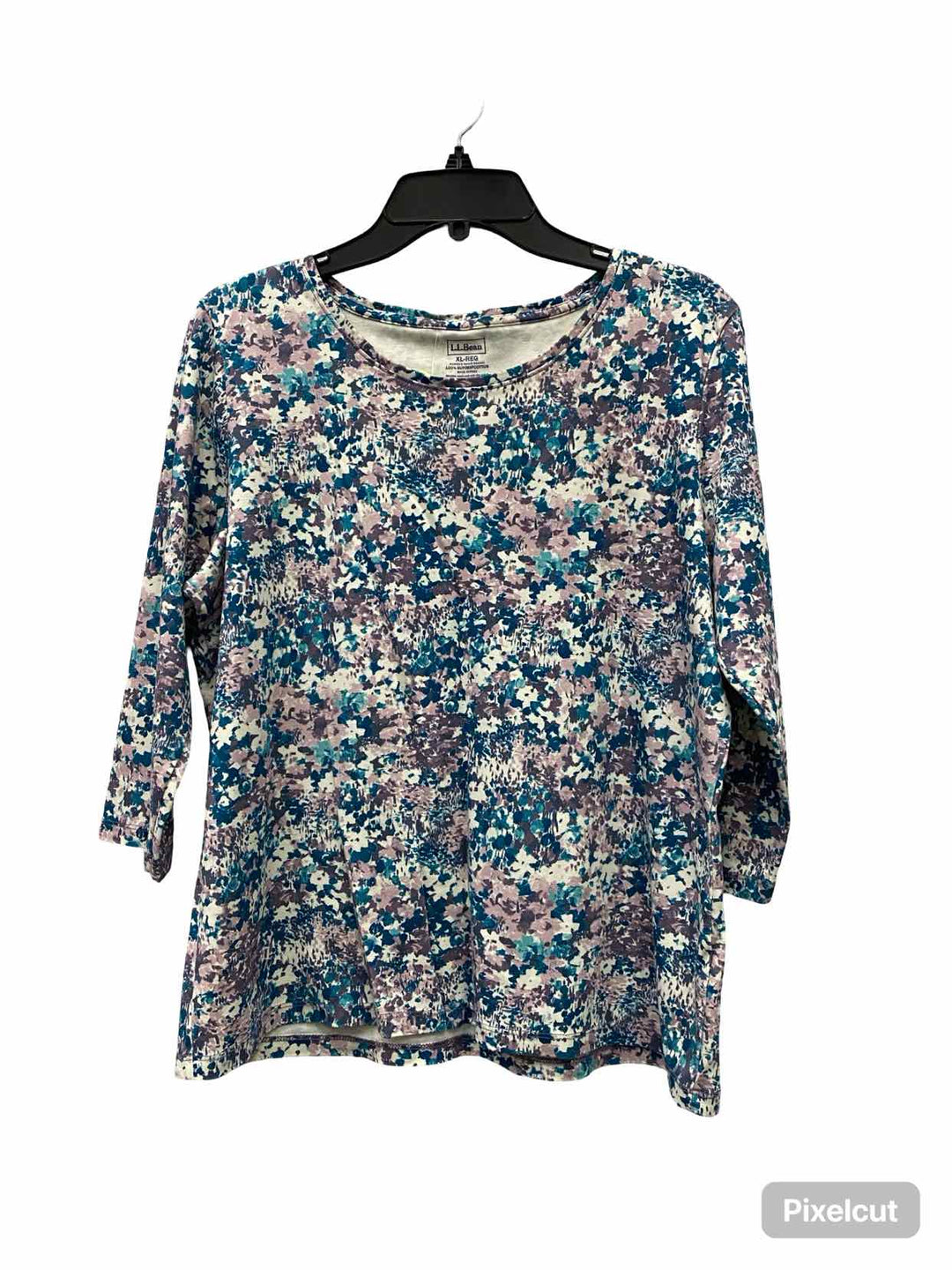 LL Bean Size XL Blue Purple Floral 100% cotton Long Sleeve Shirts
