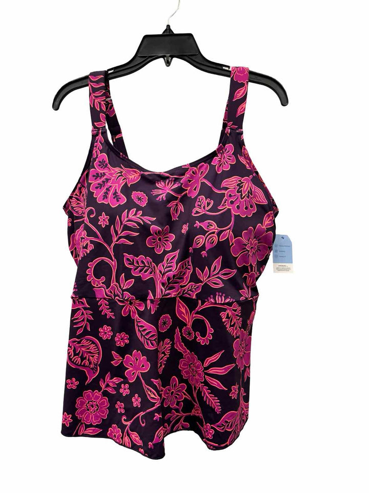 Lands End Size XL Pink Floral Swimsuit Top