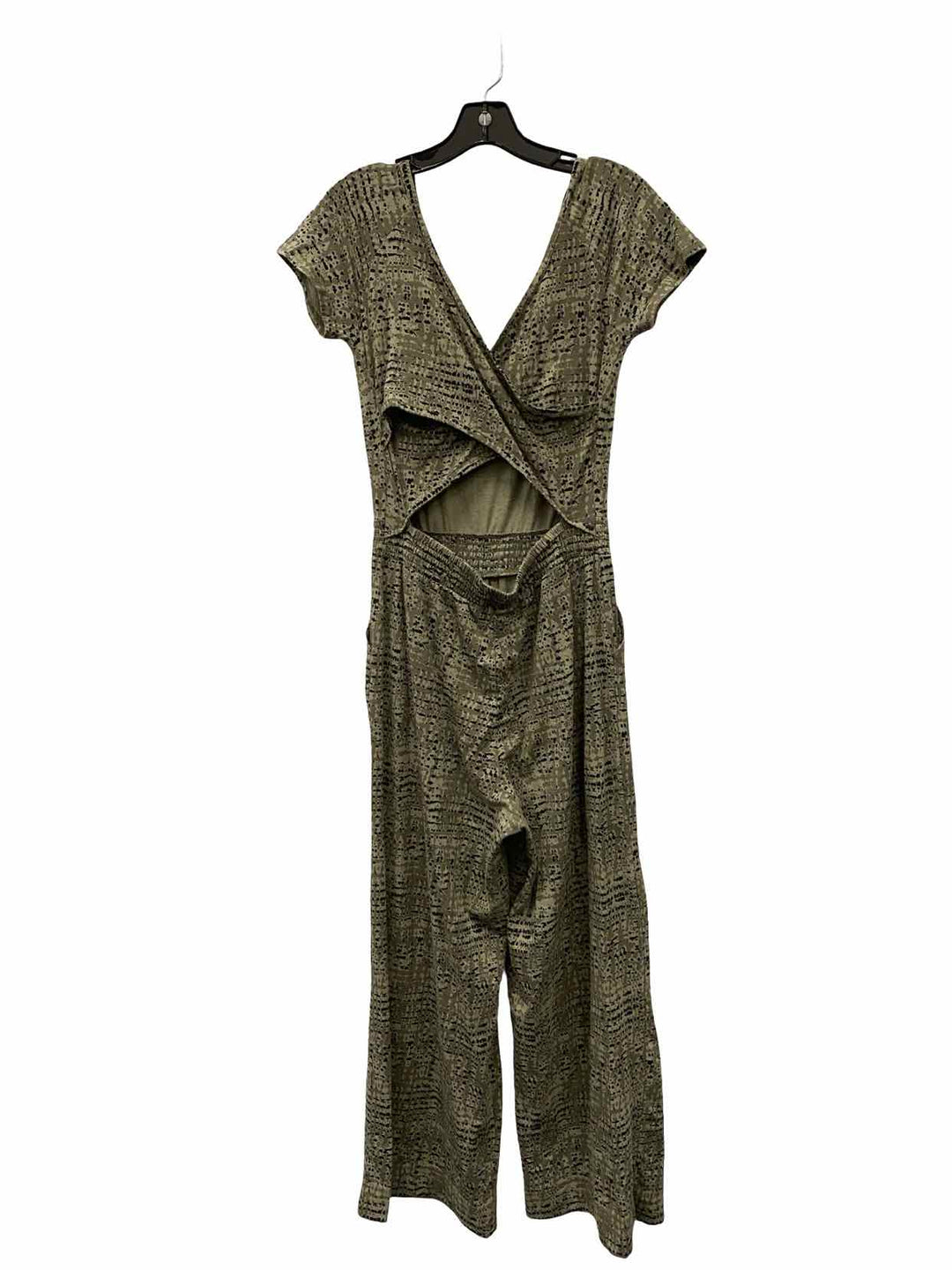 Pact Size M Green Black Print Dress