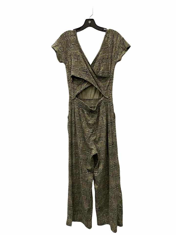 Pact Size M Green Black Print Dress