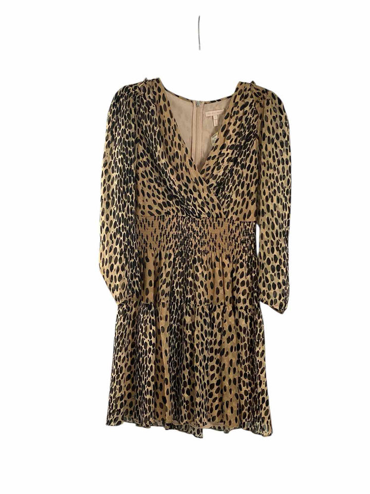 Rebecca Taylor Size XS Brown Black leapard Silk Blend Dress