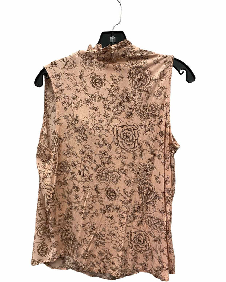 Loft Size L Light Pink Brown Floral Tank Top