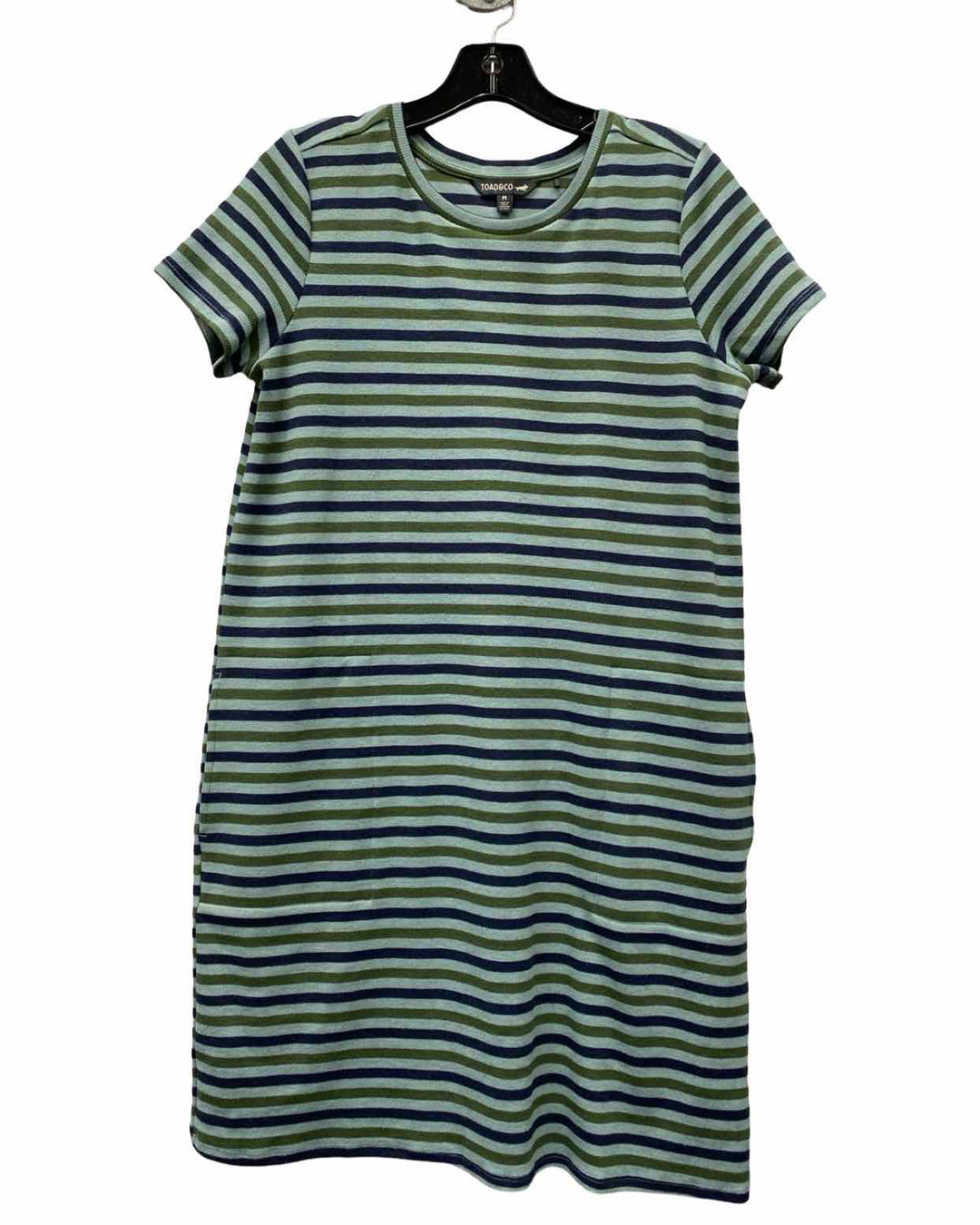 Toad & Co. Size M Blue Green Stripe Has Pockets! Dress