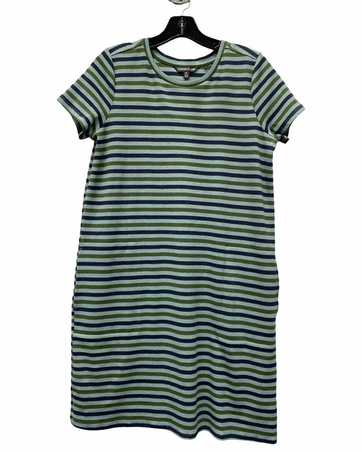 Toad & Co. Size M Blue Green Stripe Has Pockets! Dress