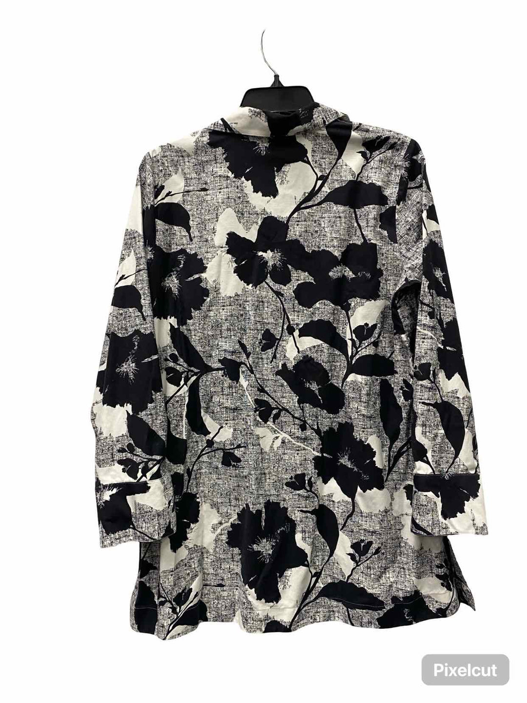 Chico's Size 0 Black White Print Long Sleeve Shirts