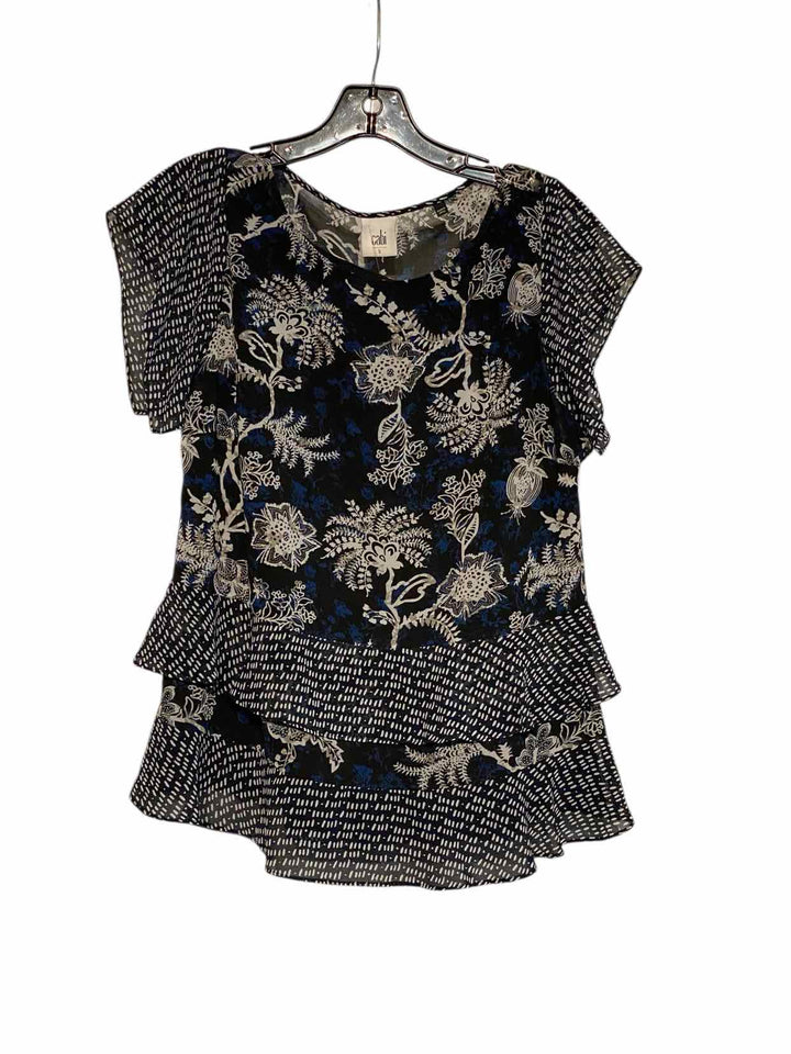 Cabi Size S Black Blue Short Sleeve Shirts