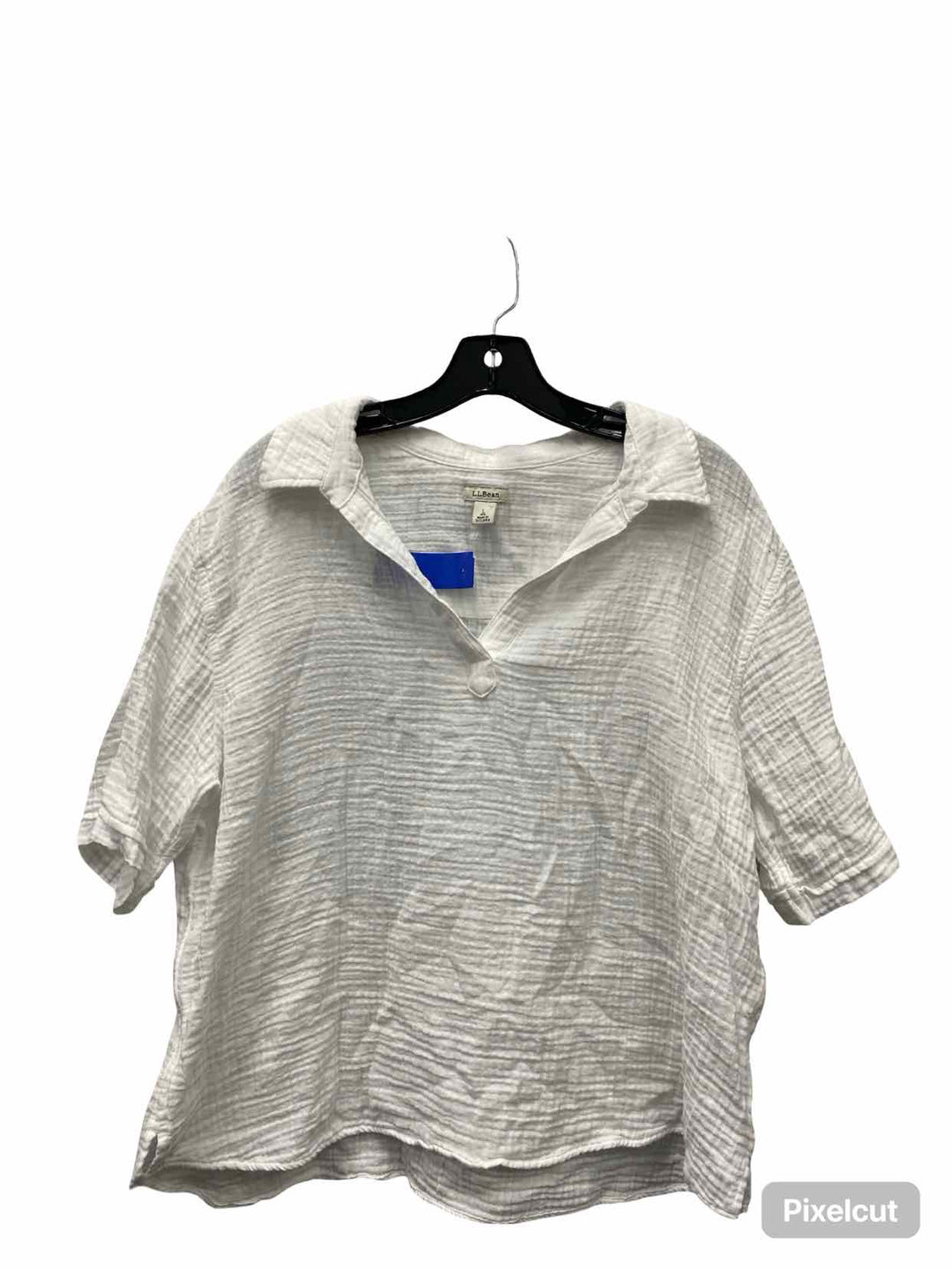 LL Bean Size L White 100% cotton Short Sleeve Shirts