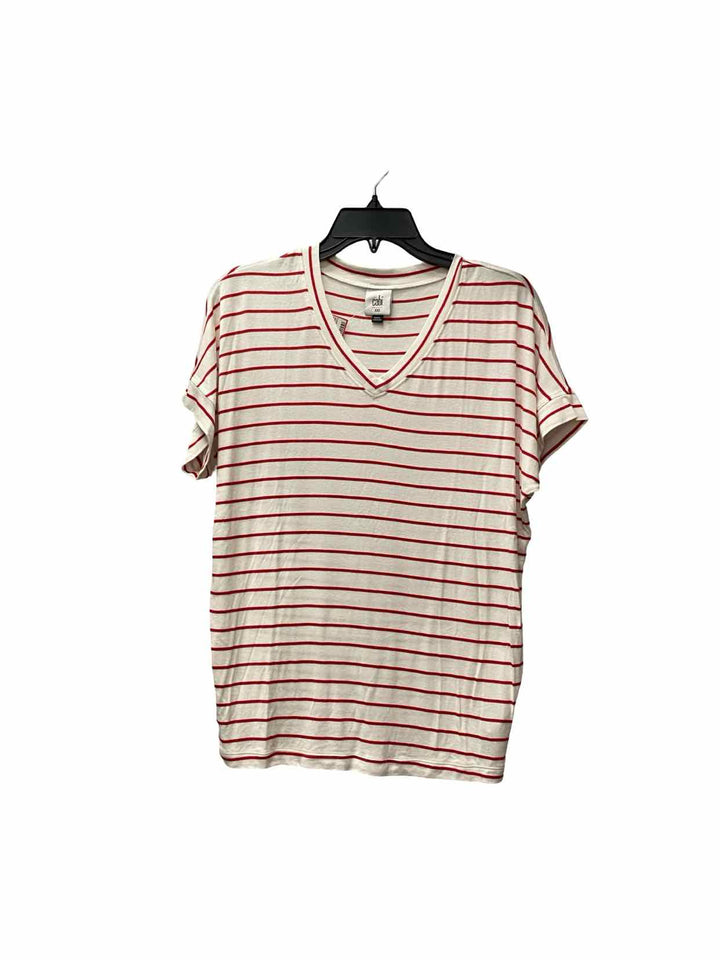 Cabi Size XXS Red White Striped Short Sleeve Shirts