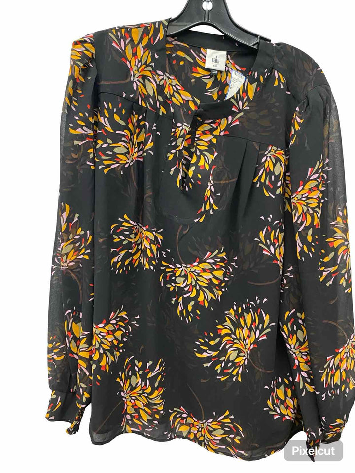 Cabi Size XXL Black Print Long Sleeve Shirts