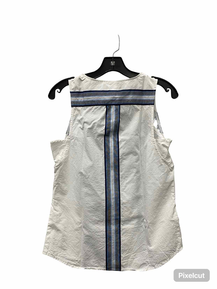 Derek Lam 10 Crosby Size 4 White Blue Stripes 100% cotton Tank Top