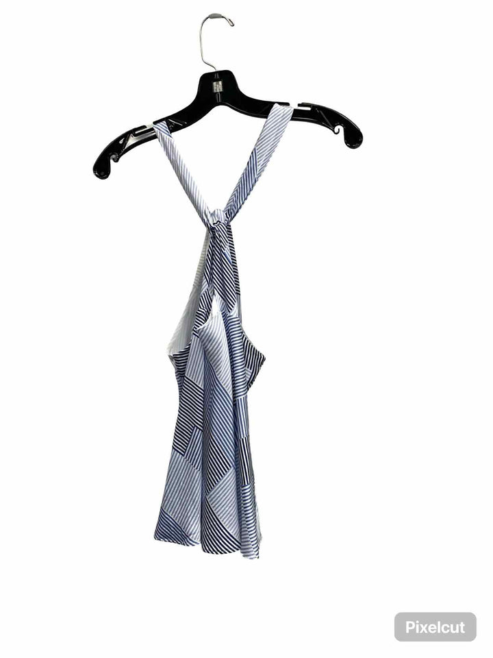 Banana Republic Size L Blue White Striped 100% silk Tank Top