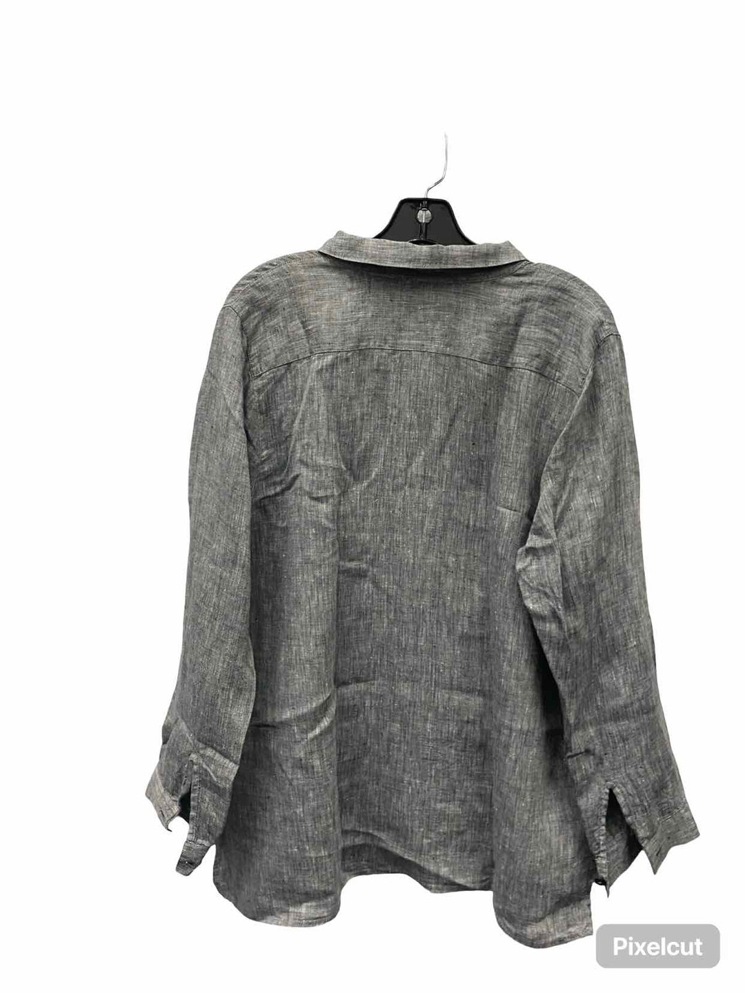 J Jill Size L Gray 100% Linen Long Sleeve Shirts