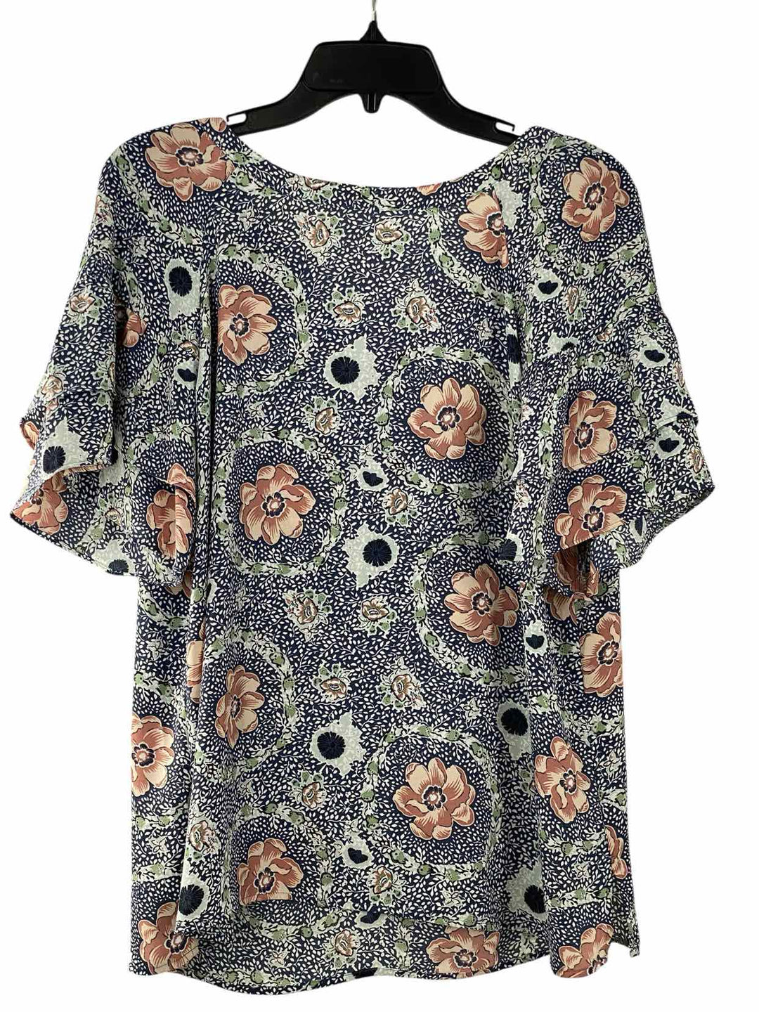 Loft Size M Blue Floral Short Sleeve Shirts