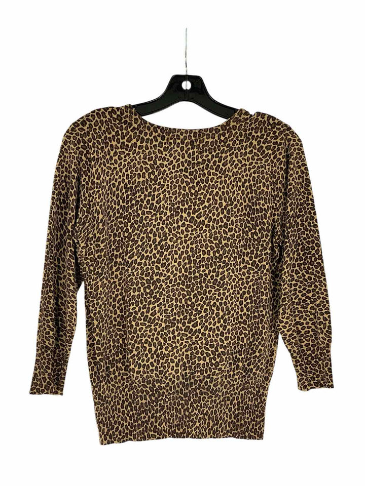 Michael Kors Size S Brown Beige Cheetah Button Up Sweater