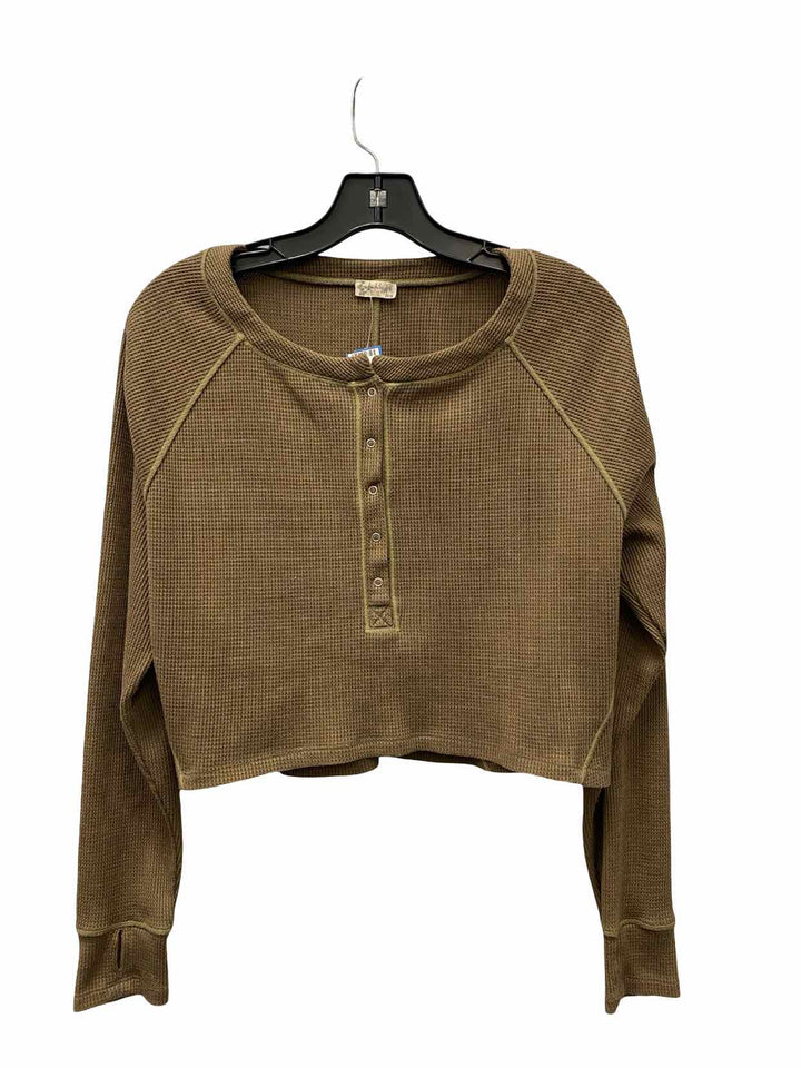 Free People Size S Brown Long Sleeve Shirts