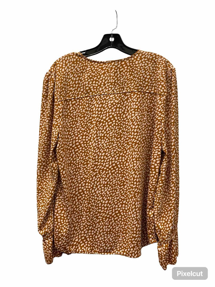Ann Taylor Size L Brown Print Long Sleeve Shirts