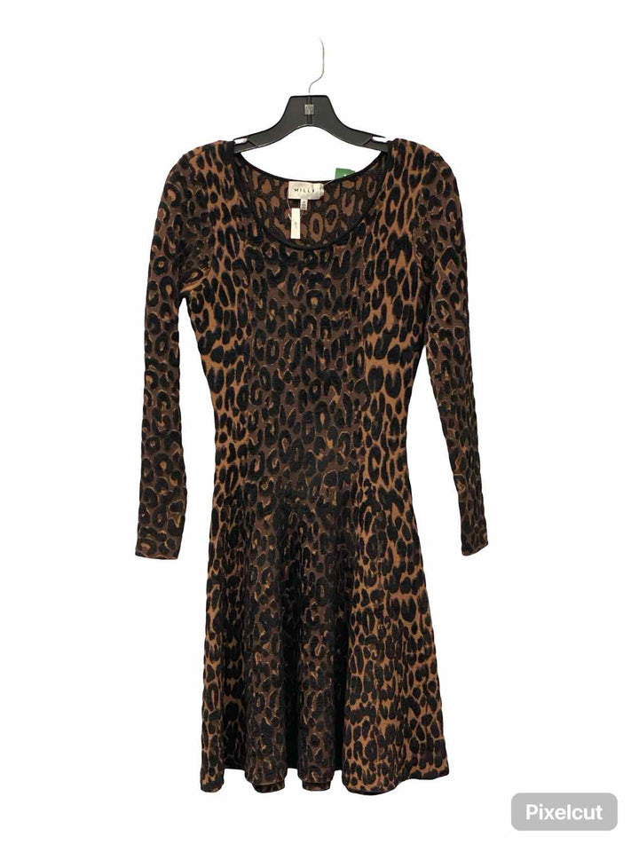 Milly Size S Brown Black leapard Dress