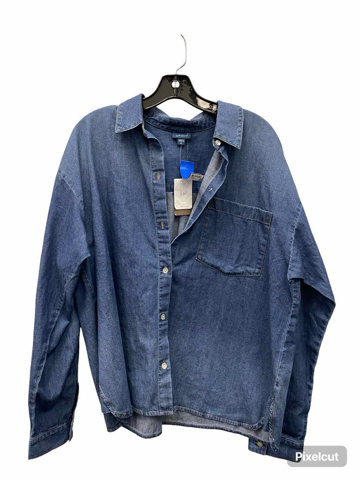 J Jill Size L Blue Long Sleeve Shirts