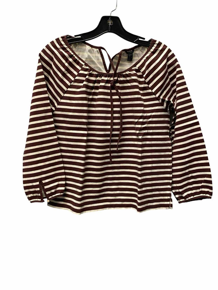 J Crew Size S Maroon White Striped Long Sleeve Shirts
