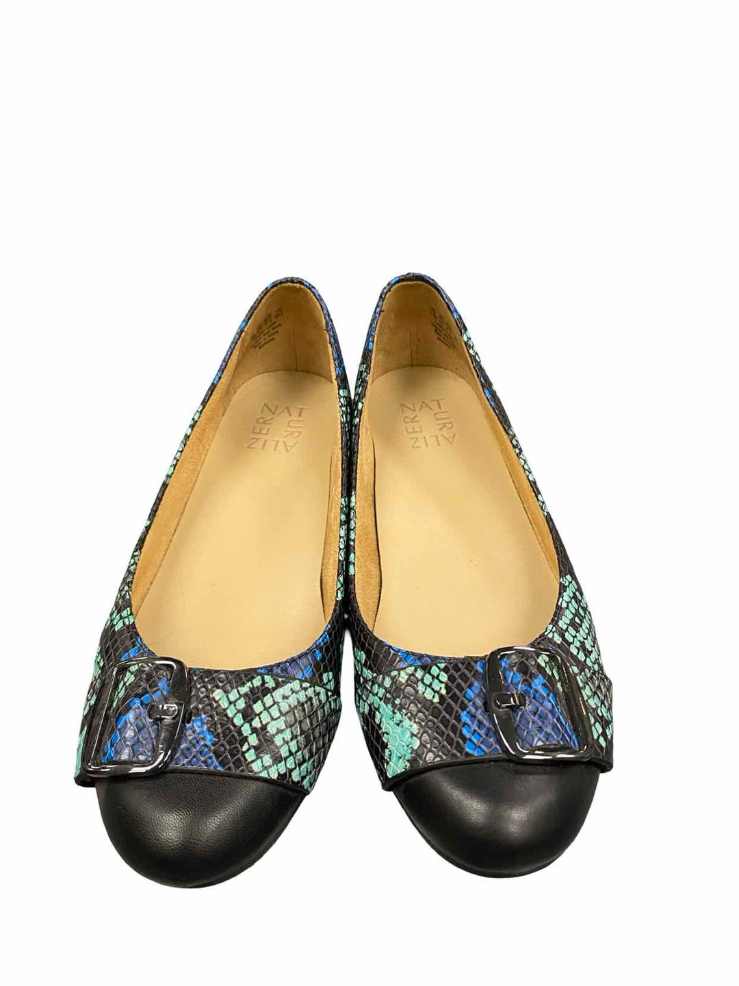 Naturalizer Shoe Size 7.5 Turqoise Black Snakeskin Pattern Marsha Flats