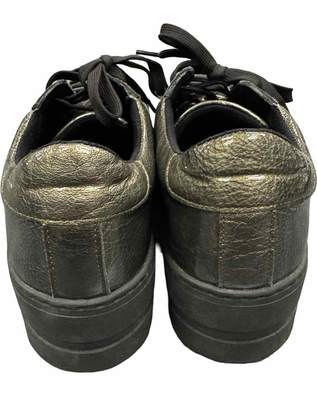 Bos and Co Shoe Size 40 Grey Metallic Leather Platform Sneakers