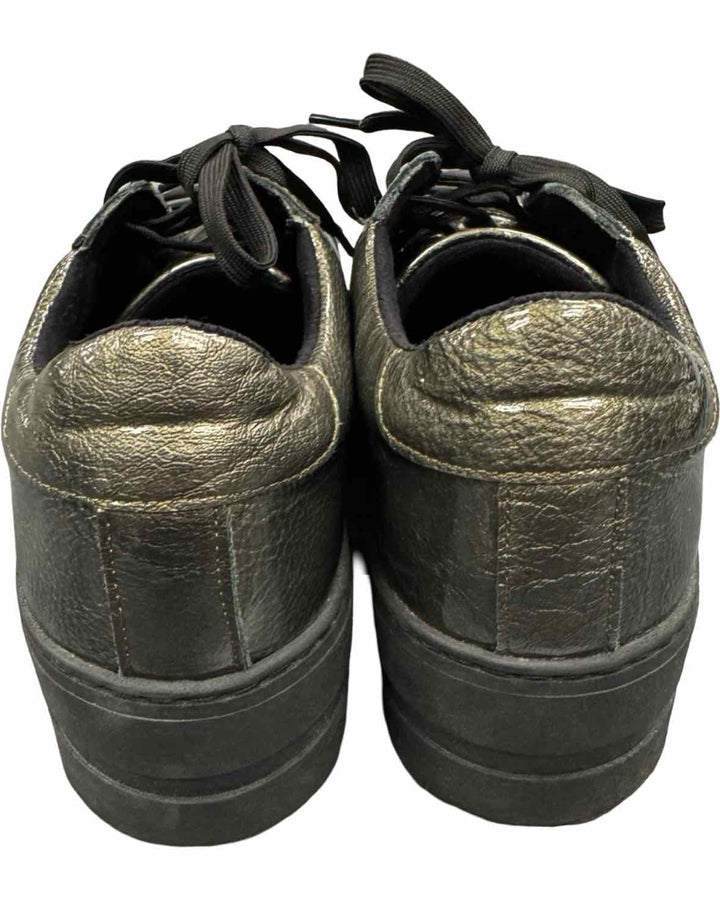 Bos and Co Shoe Size 40 Grey Metallic Leather Platform Sneakers