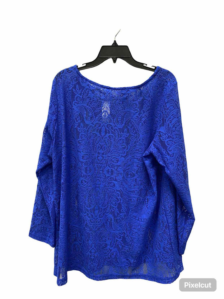 Susan Graver Size 1X Blue Lace Long Sleeve Shirts