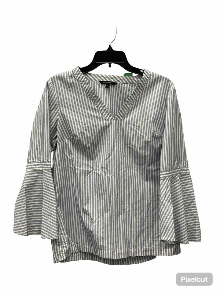 Banana Republic Size S Blue White Striped Long Sleeve Shirts