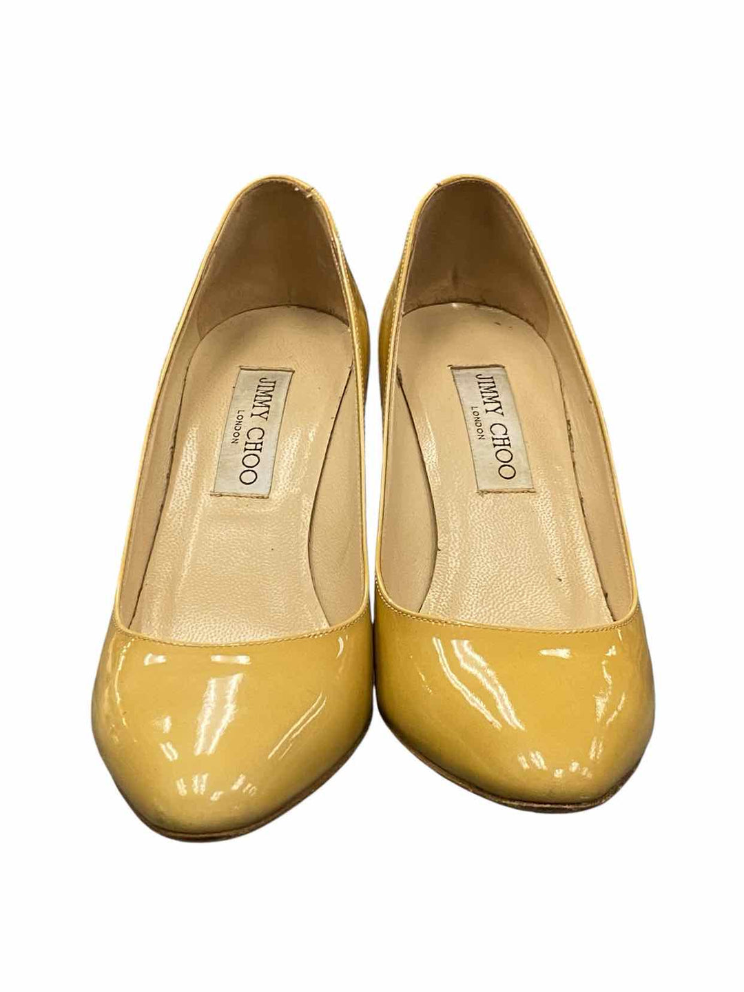 Jimmy Choo Shoe Size 37.5 Yellow Leather Heels