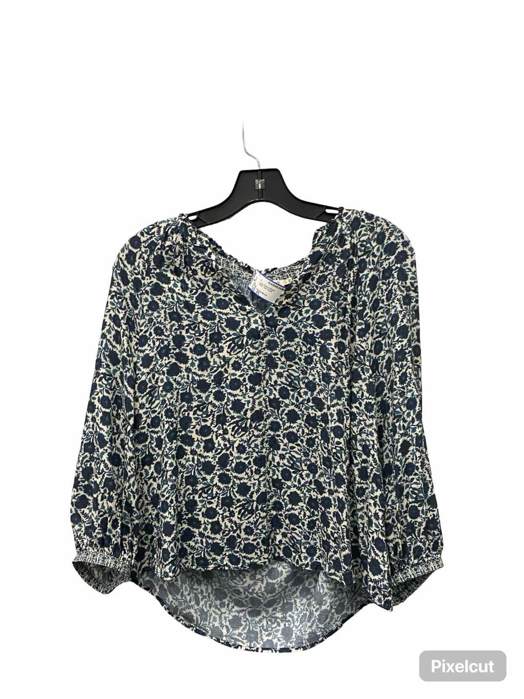 Faherty Brand Size XS White Teal Floral Long Sleeve Shirts