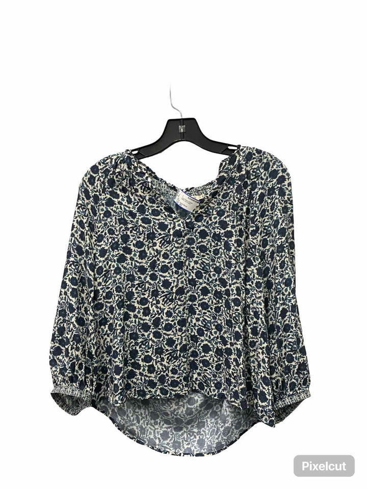 Faherty Brand Size XS White Teal Floral Long Sleeve Shirts