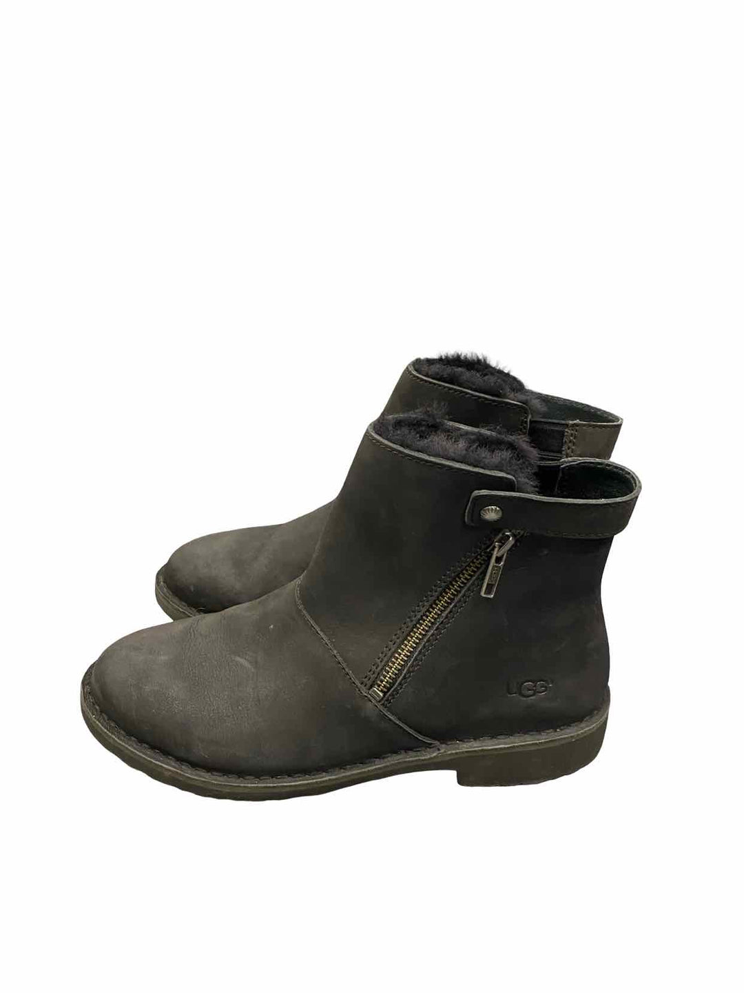 UGG Shoe Size 9 Black Sheepskin Lined Kayel Leather Boots(Ankle)