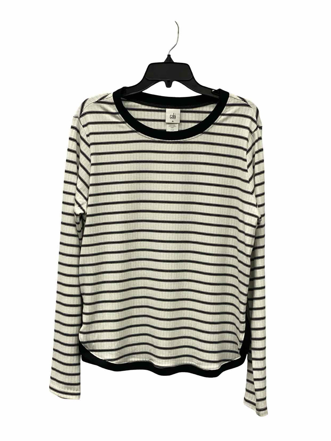 Cabi Size M White Black Striped Long Sleeve Shirts