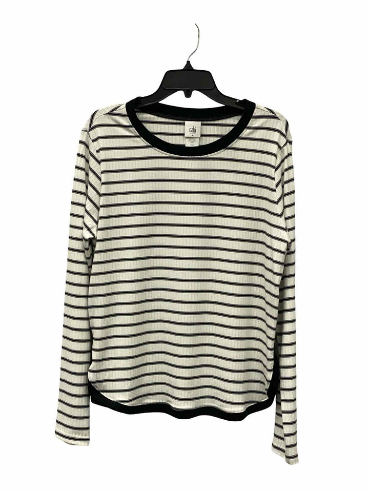 Cabi Size M White Black Striped Long Sleeve Shirts