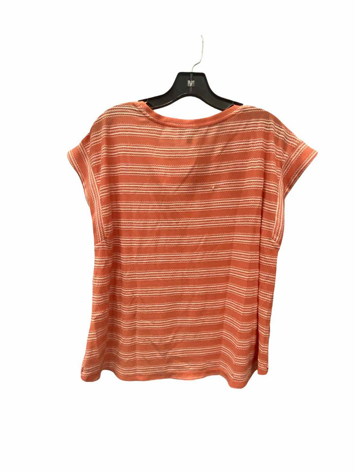 Democracy Size XL Pink White Striped Short Sleeve Shirts