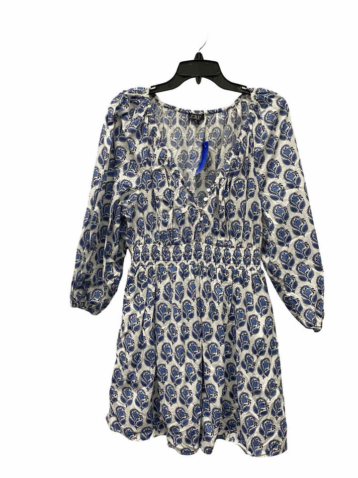 J Crew Size M White Blue Print 100% cotton Dress