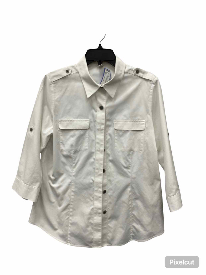 Coldwater Creek Size L White 100% cotton Long Sleeve Shirts