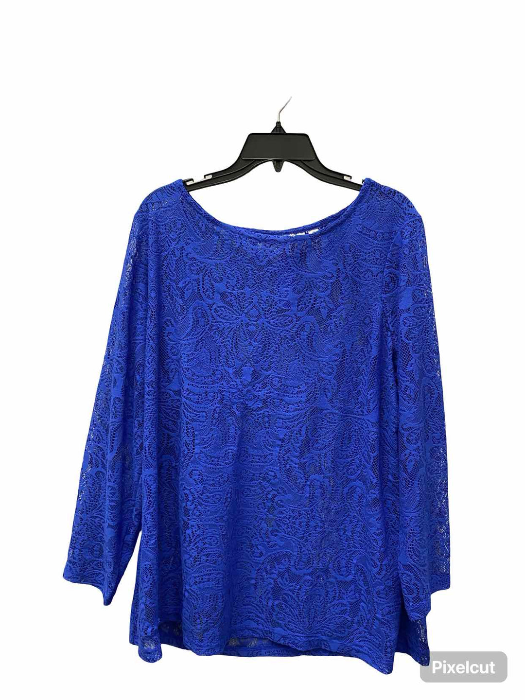 Susan Graver Size 1X Blue Lace Long Sleeve Shirts